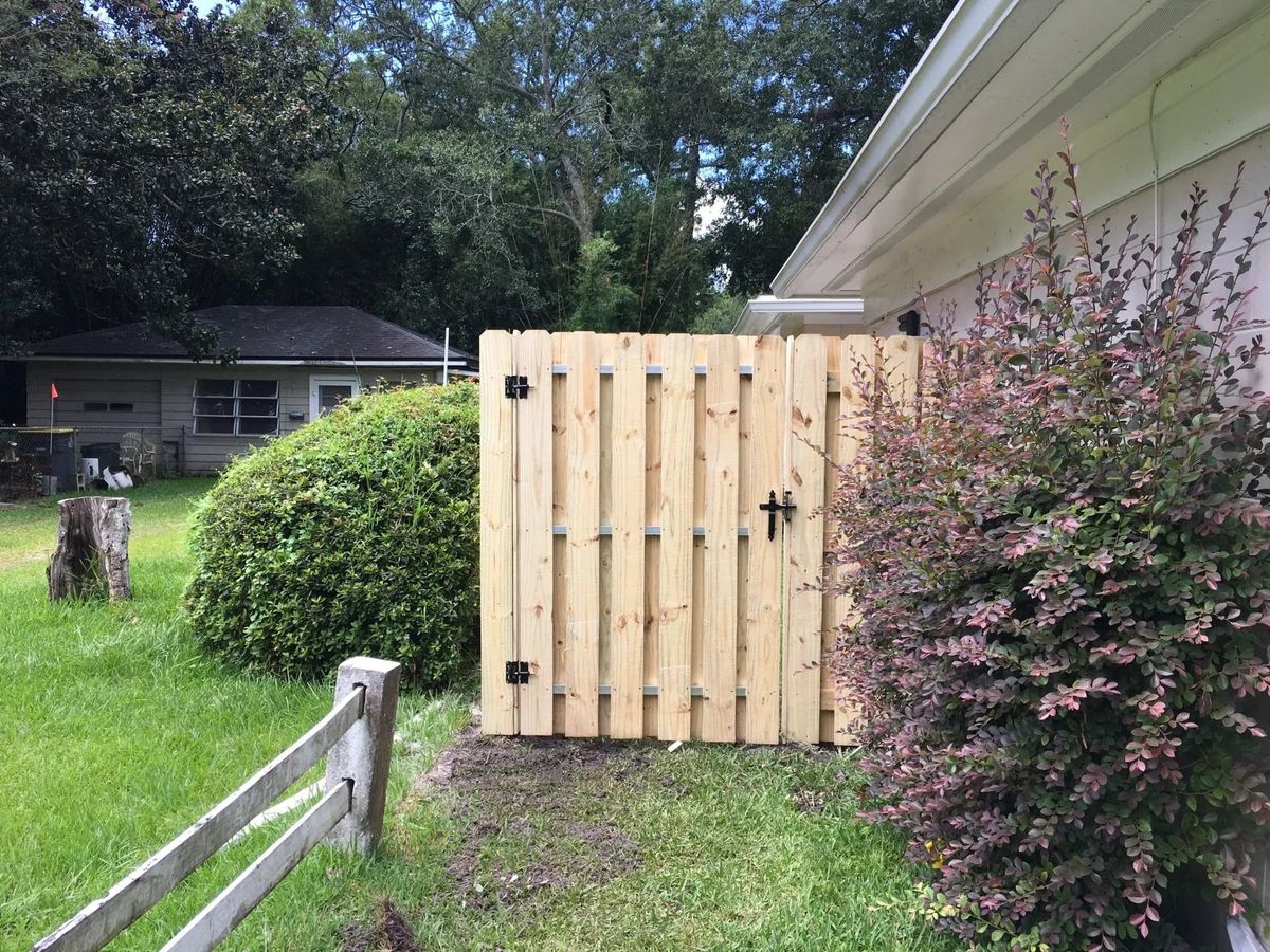 Wood gate and picket fence detail