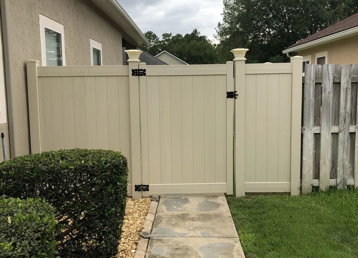 Detail of a custom stick-built fence panel