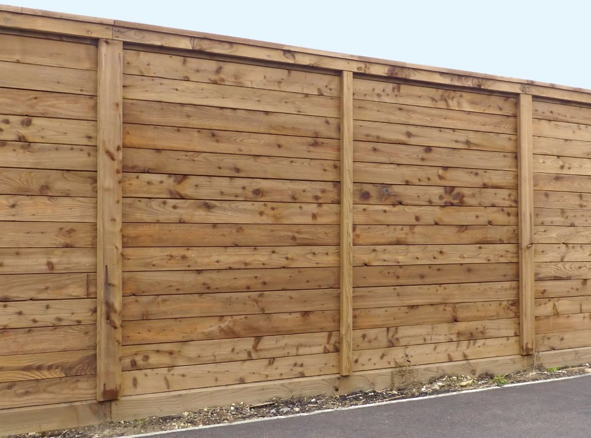 Custom horizontal wood fence installation